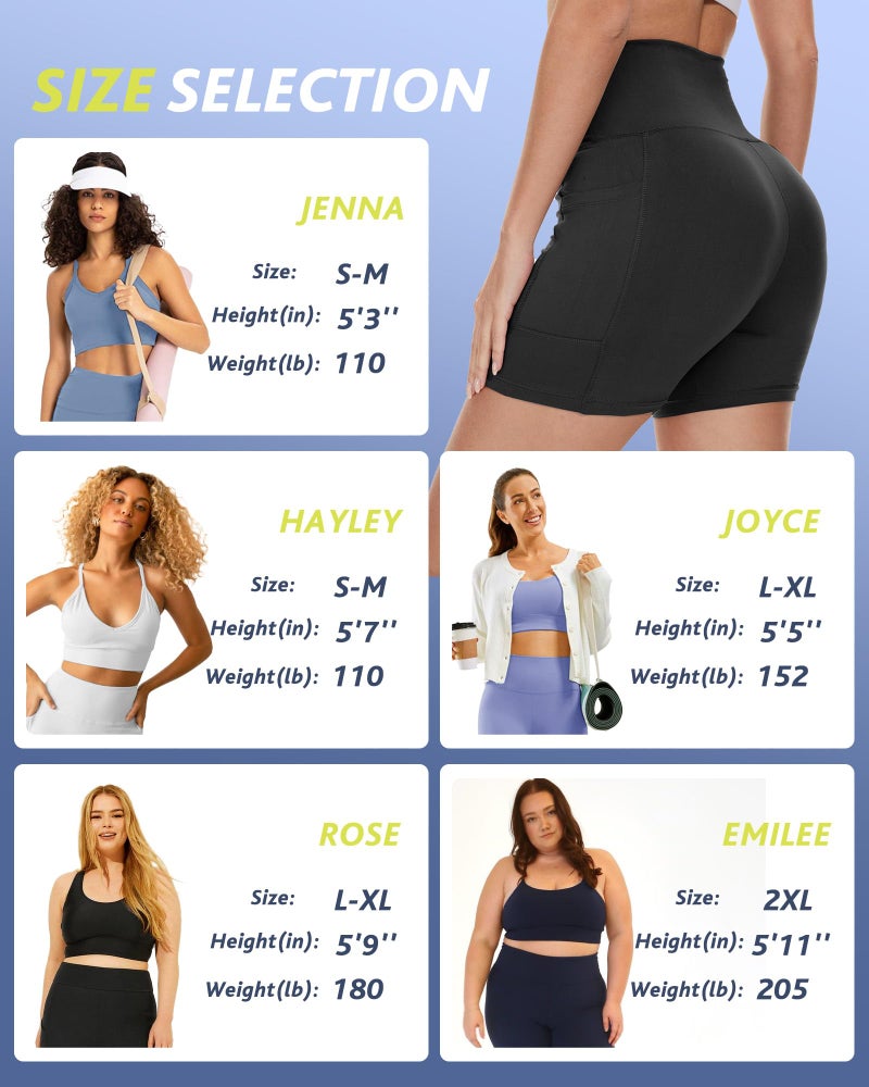 CAMPSNAIL 4 Pack Biker Shorts Women with Pockets â€“ 5"/8" High Waist Tummy Control Workout Gym Yoga Running Compression Shorts - Image 5